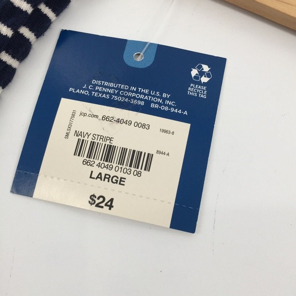 NWT Arizona Jean Co Striped Long Sleeve Crop Top Size Large Womens Blue White L - Picture 3 of 7